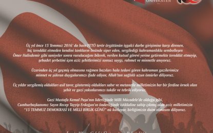 İKÇÜ Rektörlüğünden ’15 Temmuz Demokrasi ve Milli Birlik Günü’ Mesajı