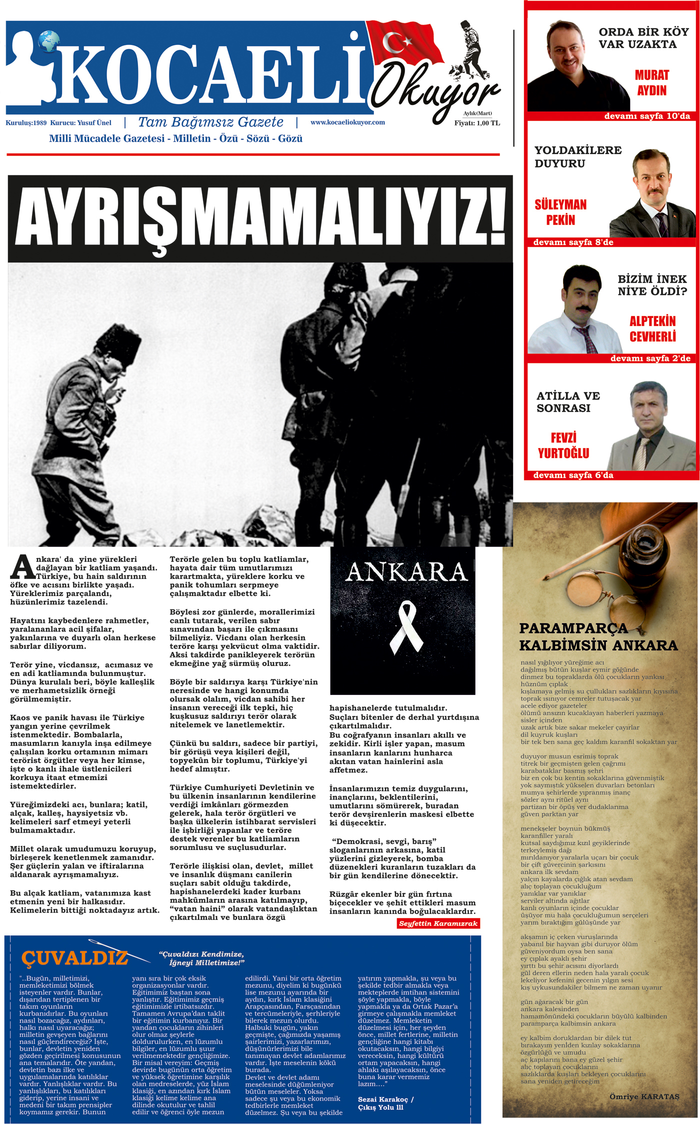 ”TÜRKİYE OKUYOR” Mart Sayısı 2016