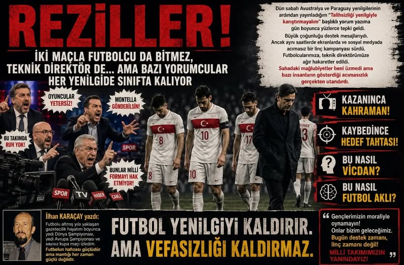 REZİLLER! İKİ MAÇLA FUTBOLCU DA BİTMEZ, TEKNİK DİREKTÖR DE… AMA BAZI YORUMCULAR HER YENİLGİDE SINIFTA KALIYOR